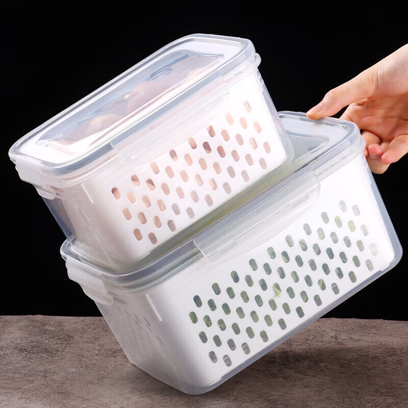 Baijie refrigerator crisper frozen mustard pickle storage box onion ginger garlic mini food grade packaging box 100ml double-layer refrigerator crisper 3300ml