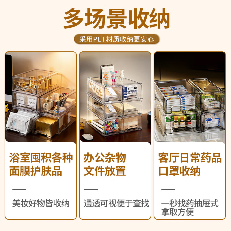 Miaoxinsi desktop storage box drawer-type transparent cosmetics storage box office desk stationery sundries dust-proof storage box