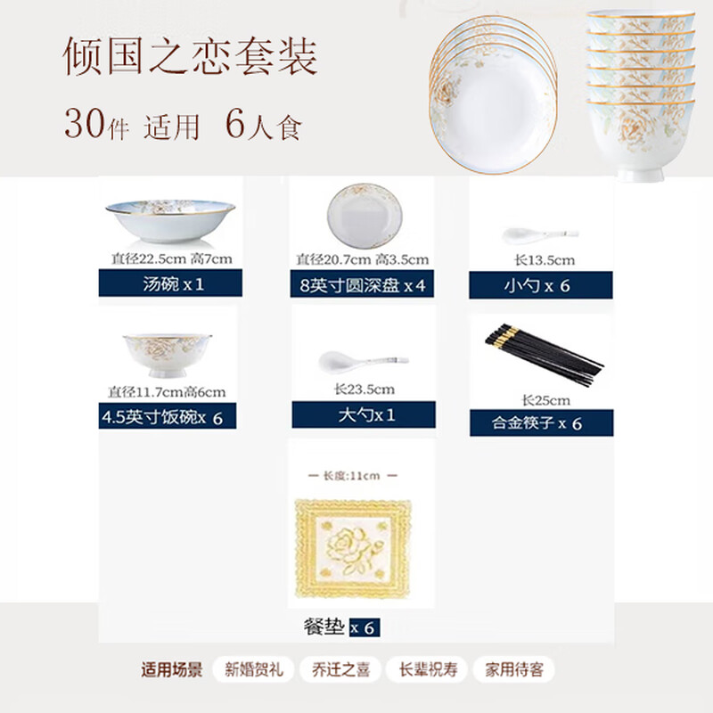 Wanxiang Jingdezhen ceramic bowls and dishes complete set of bowls and dishes set for home 2026 high-looking bowls and chopsticks housewarming gift