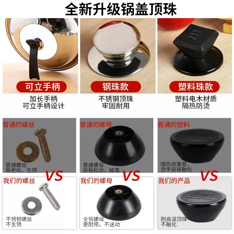 Yusenyi pot lid household cap transparent tempered glass heat-resistant steamer wok lid universal stainless steel round soup pot lid A type 30 lid suitable for 2829.5 cm