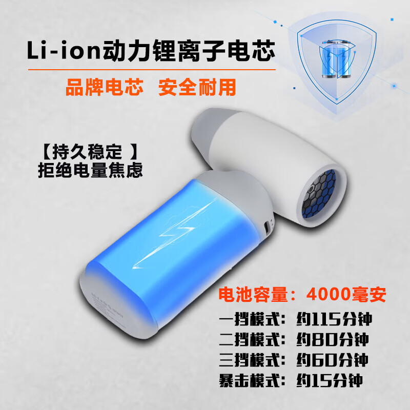 Jingxi Selection Turbo Violent Fan Portable Handheld Small Fan Electric Hair Dryer Car Dust Removal White Gray Basic Model 200,000 RPM