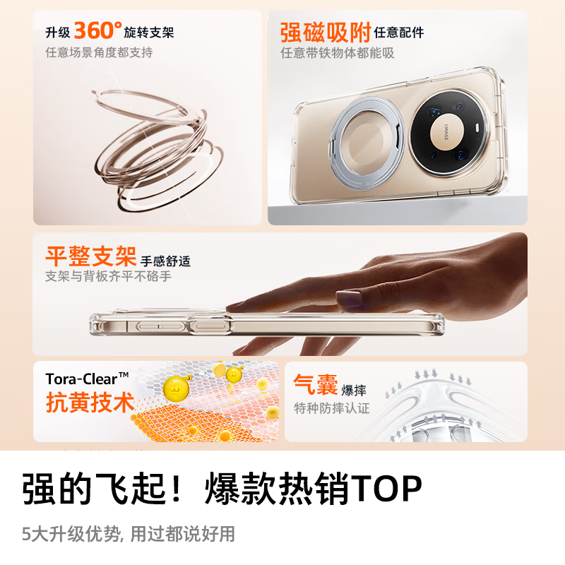 Tulas 2026 new model丨Buttons all-inclusive Fulcrum shell suitable for Huawei Mate80promax mobile phone case Mate80 Pro Max anti-fingerprint rotating stand shell transparent