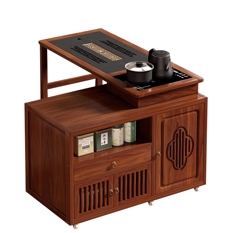 Blue and black black and white mobile tea table tea table kettle integrated home balcony tea cart rotatable tea table coffee table sofa side table