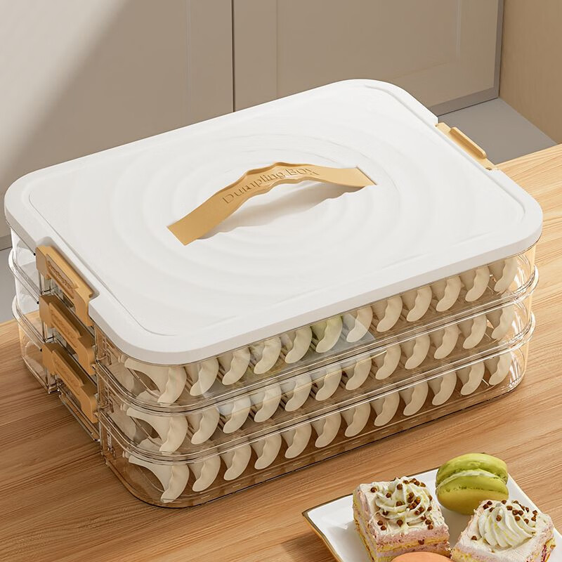 Yusenyi Food Grade Dumpling Box Freezer Box Refrigerator Multi-layer Frozen Dumpling Tray Household Dumpling Box Dumpling Storage Box Four Layers One Cover I Can Hold Approximately 240 Pieces Large Sealed Fresh Green