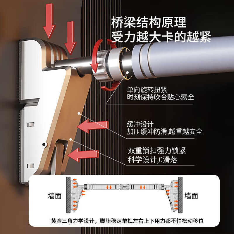 SAWAAG German pull-up device household horizontal bar telescopic indoor installation-free punching door fitness equipment training device upgraded anti-slip model 76-95cm