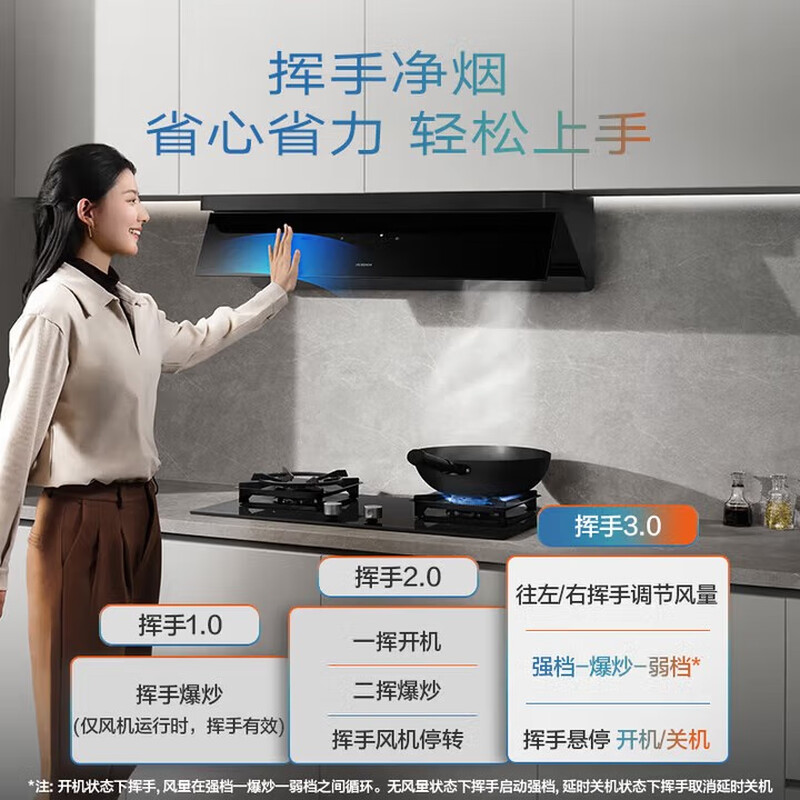 Robam's ultra-thin flat-embedded small black mirror L1 suction range hood top side integrated household 27 large suction first-class energy efficiency trade-in national subsidy 20% can be used with gas stoves