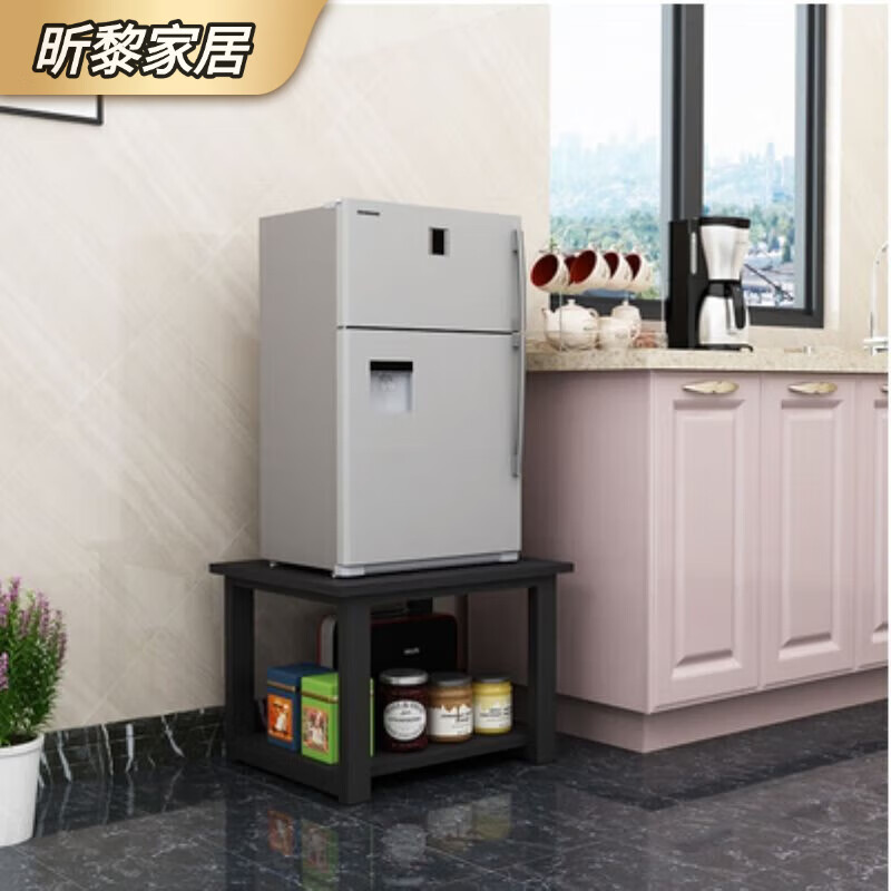 Washing machine raised base cabinet with drawer refrigerator shelf base padding double door machine heightening shelf small refrigerator heightening length 50 width 40 height 50 light walnut + white shelf