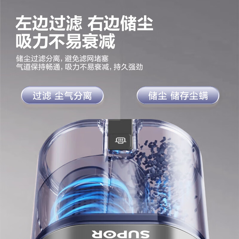SUPOR home wireless handheld long-lasting vacuum cleaner with large suction, high power, wide angle, giant screen, long-distance green light display, dust removal, mite removal, suction and mopping, pet hair anti-tangle C23E