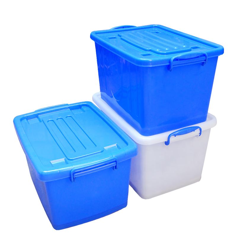 Seaport thickened plastic turnover box with wheels and lid tableware storage box storage box logistics transport box dishwashing box plastic box No. 40 cutlery box - blue - with lid and wheel Thickened new material - food grade