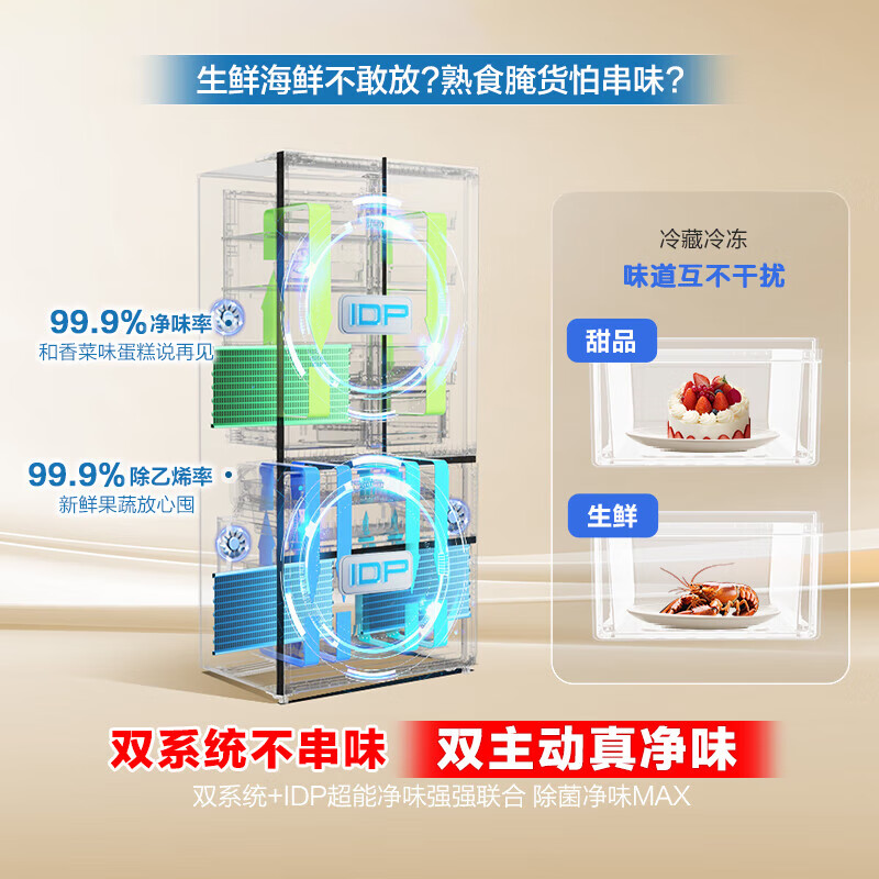Rongsheng Cube 515 machine king double system French multi-door four-door ultra-thin zero-embedded refrigerator first-class energy efficiency automatic ice making BCD-515P60FZNAD gray national subsidy World Cup 60cm true zero-embedded | bottom cooling ultra-clean automatic ice making