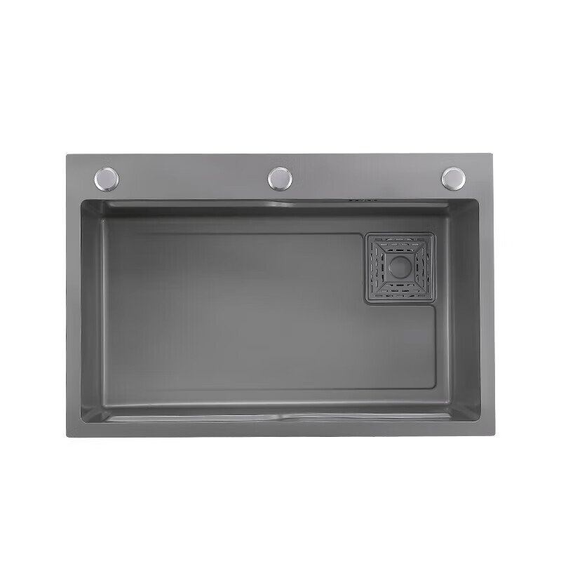 Jiumuwang sink large single-slot 304 stainless steel sink kitchen sink integrated basin large single-slot dishwasher 80X45 gun gray (pull-out faucet package)