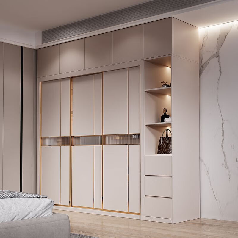 Modern simple wardrobe home bedroom small apartment sliding door cabinet master bedroom economical assembled wardrobe storage cabinet 1.2 single wardrobe