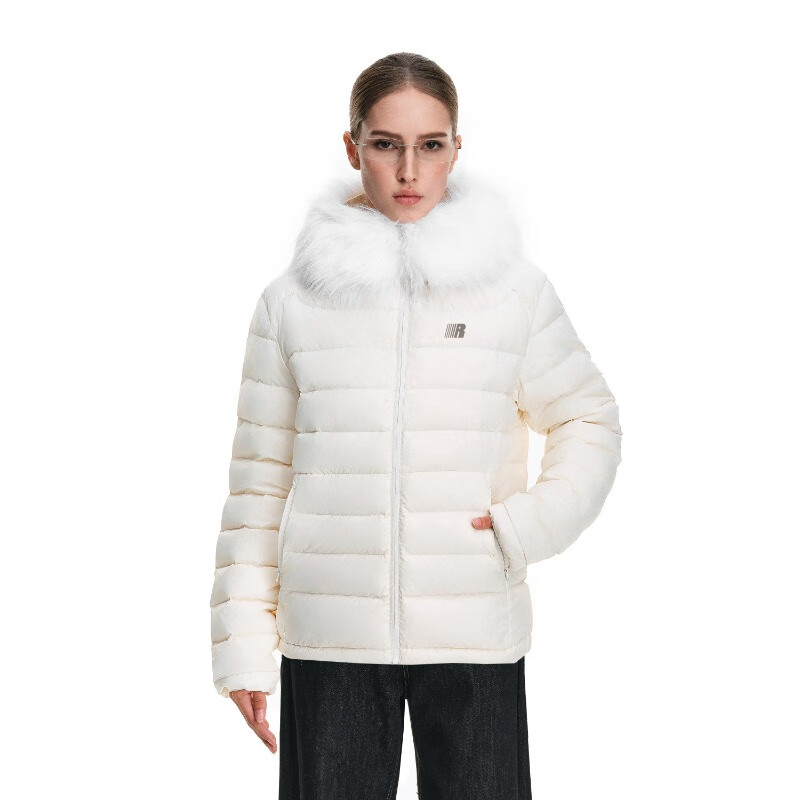 FDR flagship store 90 white duck down detachable fur collar hooded rib down jacket women's winter liner jacket gray L