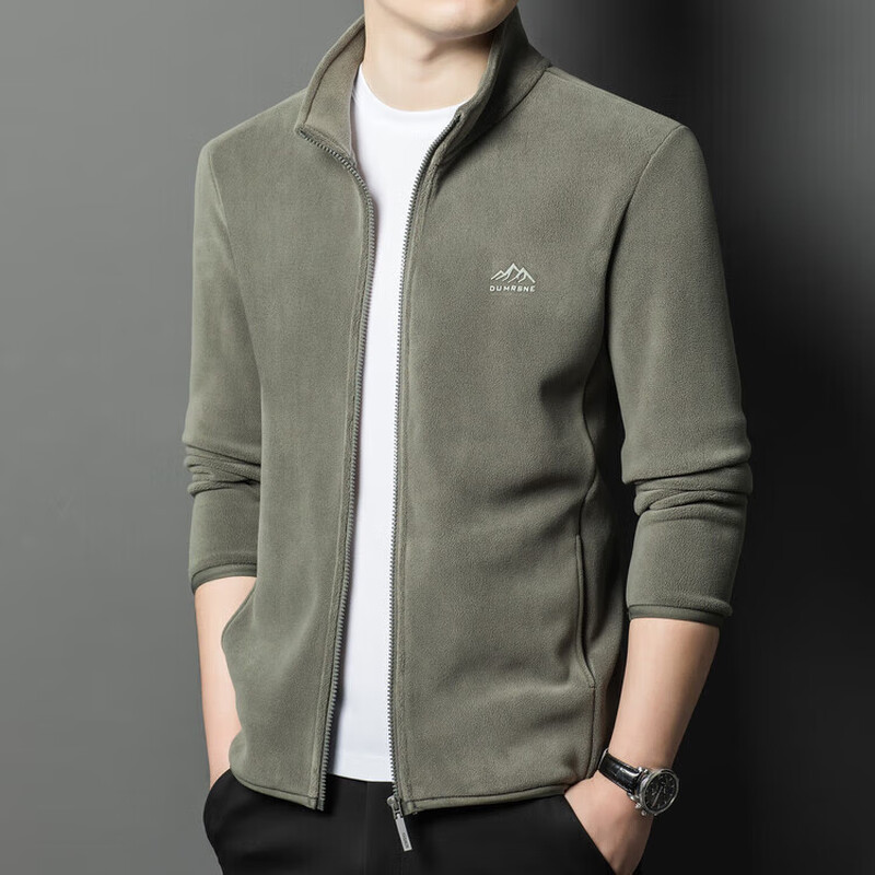 The same winter Austrian velvet stand collar jacket for men, casual sports warm sweatshirt, versatile for young and middle-aged people, green XL 180