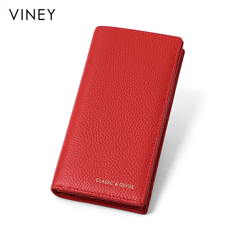 Viney first-layer cowhide wallet women's long large-capacity mother's clutch bag simple light luxury student coin purse wallet wallet