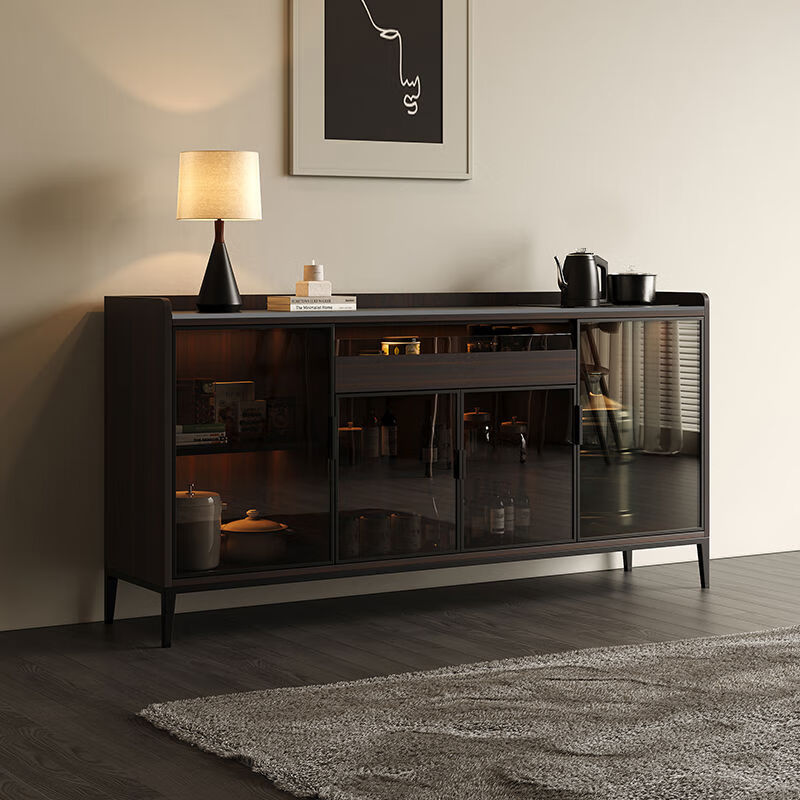 Jieyunmao Italian-style slate sideboard solid wood disinfection cabinet tea bar machine integrated wall-mounted living room multi-functional tea cabinet wine cabinet 1.8m functional disinfection cabinet + tea bar machine model smoked oak