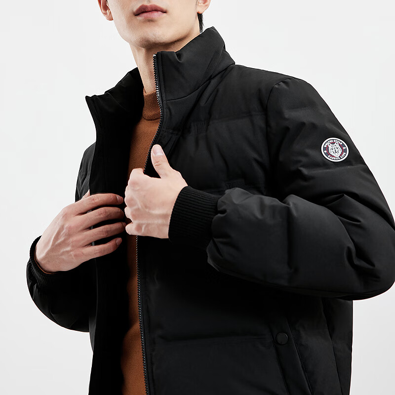 Septwolves Goose Down Down Jacket Men's Winter Stand Collar Moisture Absorbent Short Thick Men's Jacket Black XL