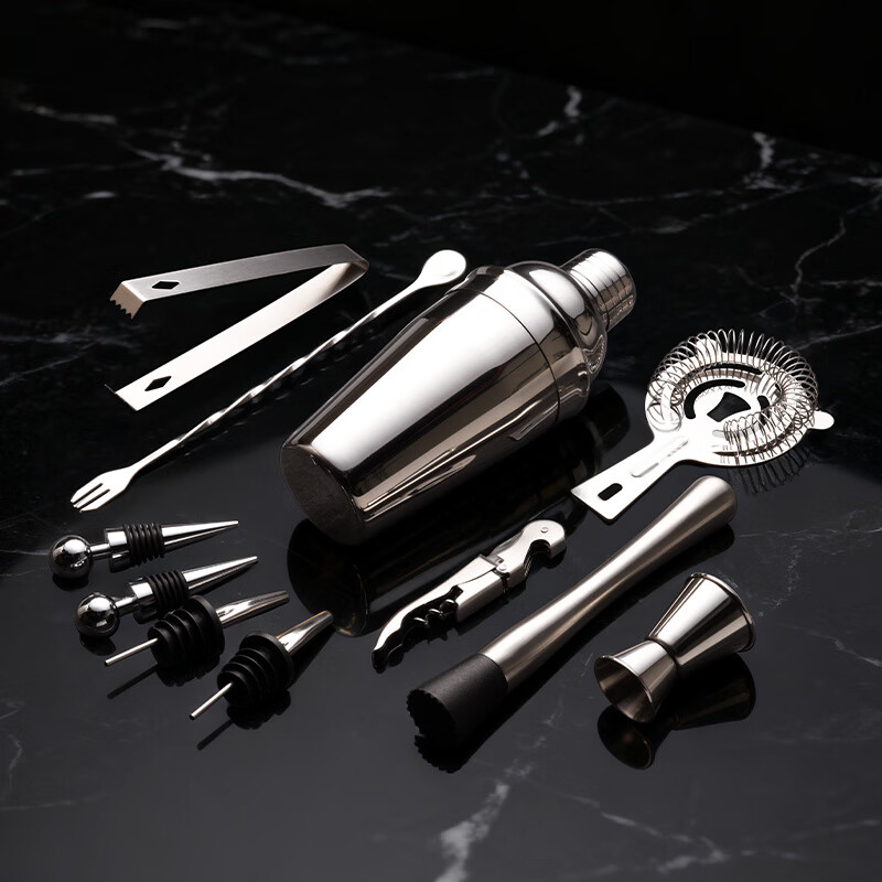 Circle Joy 304 stainless steel cocktail shaker, milk tea shop hand-made lemon artifact cocktail hand-shake shaker cup and pot 12-piece set
