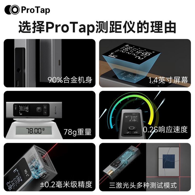 PROTAP laser range finder infrared range measuring instrument room measuring instrument electronic ruler 60 meters home charging model