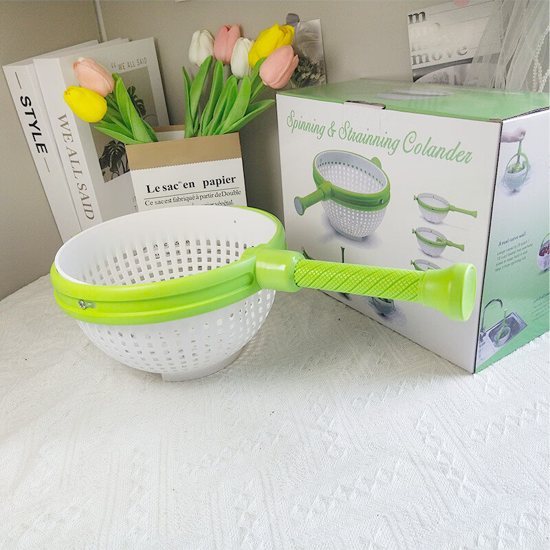 BREEINS fruit drain basket salad dehydrator rotating centrifugal force vegetable water spinner fruit creative spin dryer kitchen wash rotating drain basket opp bag