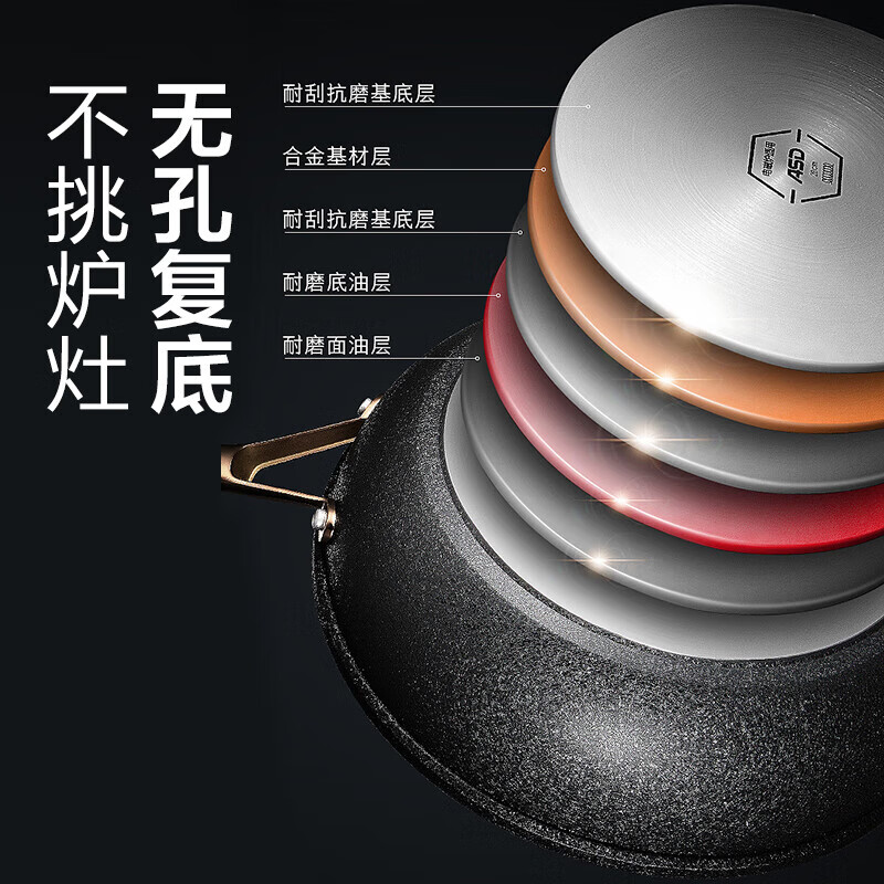 ASD pot set, non-stick pot, wok, frying pan, soup and milk pot combination kitchen utensils, four-piece set, non-stick cooking pot, gas induction cooker universal pot set