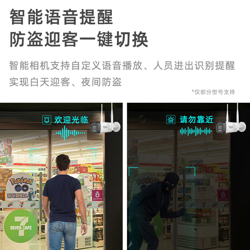 Hikvision surveillance camera solution security surveillance package equipment POE/WIFI complete supermarket convenience store store commercial indoor and outdoor high-definition night vision Wenso Complex management of personnel in convenience stores along the street (Package 4)