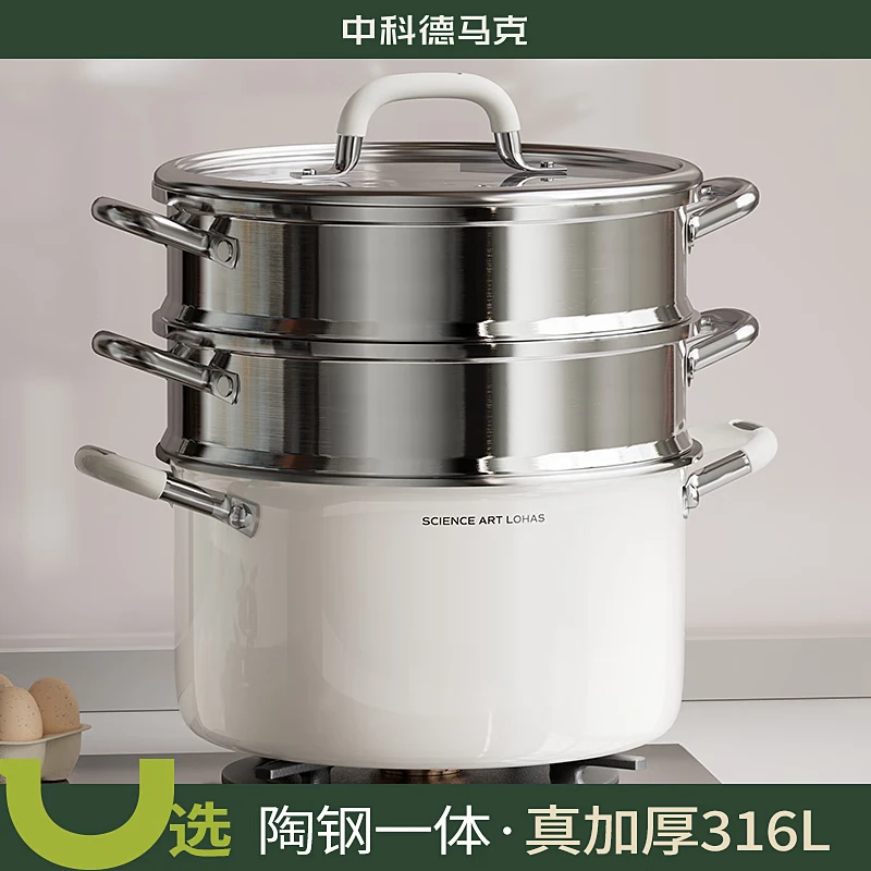 DUMIK ceramic 316 stainless steel food grade steamer household 2025 new gas stove induction cooker special stew