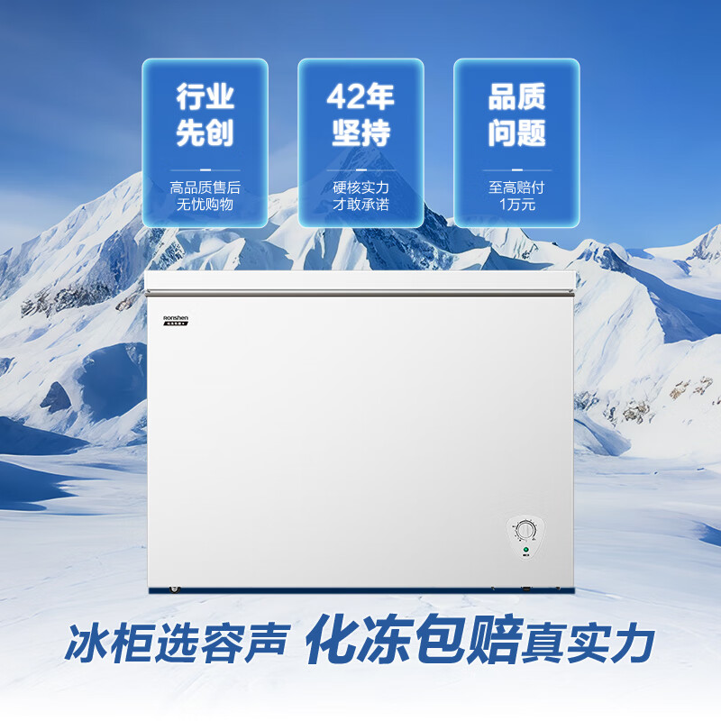 Rongsheng 300-liter first-class energy efficiency energy-saving large-capacity freezer refrigeration and freezing conversion single-temperature low-noise refrigerator horizontal freezer national subsidy BD/BC-300E10HNLAJ Pearl White 300L