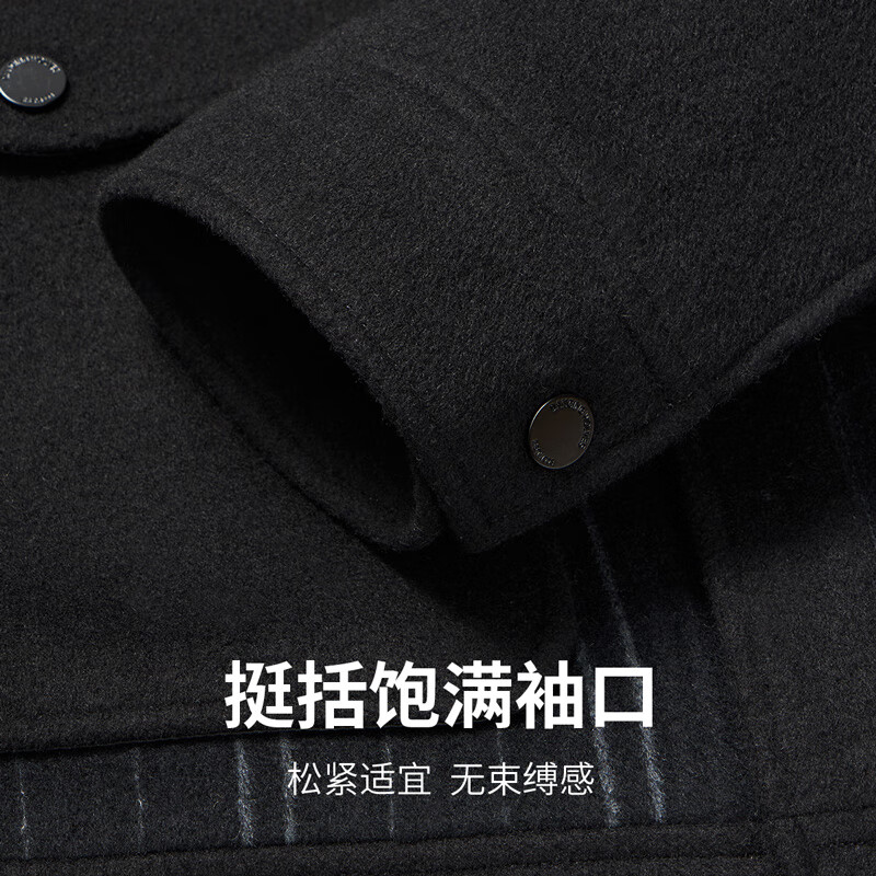 Dances with Wolves 90% Duck Down + Sheep Wool Vertical Lapel Workwear Down Jacket Men's Warm Jacket 001 Black S