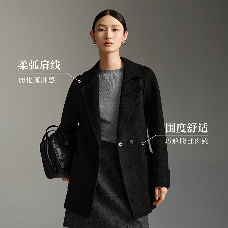 DESIGNICE 2025 winter new smart commuting temperament loose wool coat long-sleeved woolen coat for women extreme gray S