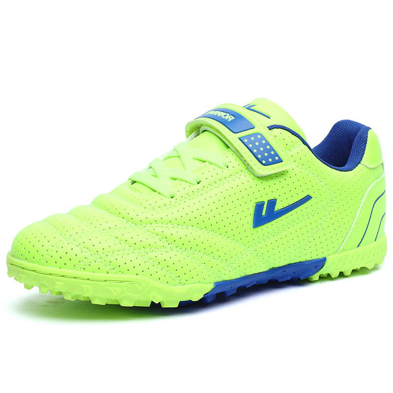 Pull back children's football shoes tf broken nails Velcro boys large, medium and small children students 961 fluorescent green broken nails 34