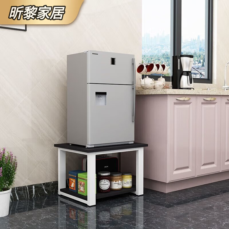 Washing machine raised base cabinet with drawer refrigerator shelf base padding double door machine heightening shelf small refrigerator heightening length 50 width 40 height 50 light walnut + white shelf