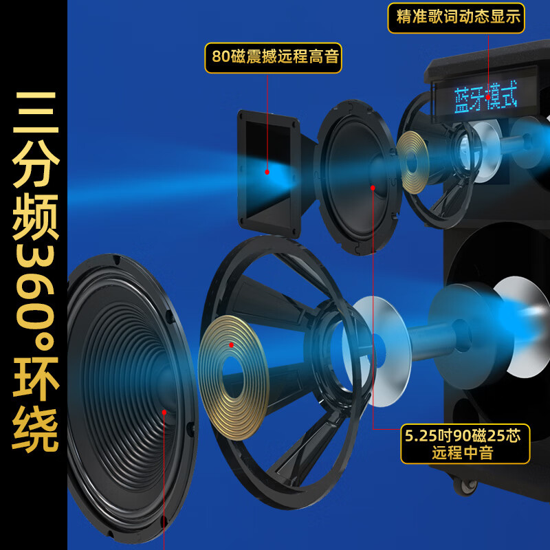 Songchuan International SG3 outdoor mobile trolley high-power karaoke performance commercial performance stage event promotion Bluetooth speaker charging square dance mobile stage with wireless microphone audio upgraded version 15-inch audio + Bel Canto microphone + karaoke machine