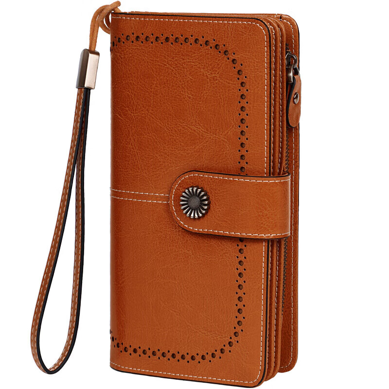 Viney cowhide wallet women's long large capacity multi-card slot multi-function clutch bag high-end light luxury coin purse wallet wallet