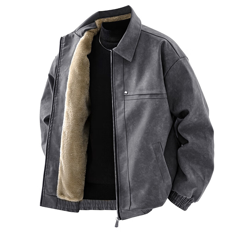 Baleno (Baleno) S&K series American leather jacket men's autumn and winter thickened velvet loose casual leather jacket motorcycle jacket for boys brown velvet main recommendation-thick velvet XL recommended 145 catties-165 catties