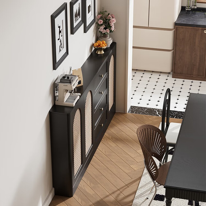 Aihongdi mid-century style sideboard solid wood rattan storage cabinet 20cm thin cabinet drawer cabinet living room storage cabinet dining table side cabinet narrow cabinet supports customized sizes, consult customer service