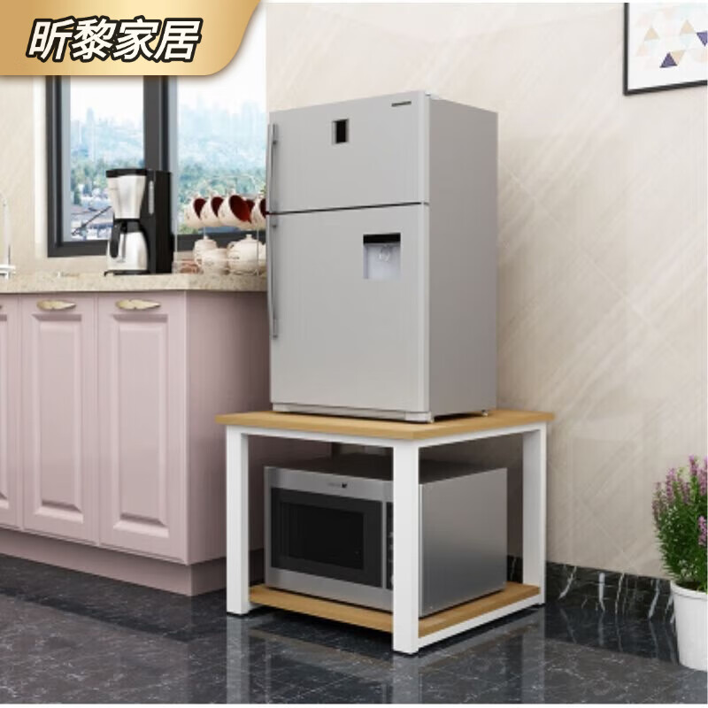 Washing machine raised base cabinet with drawer refrigerator shelf base padding double door machine heightening shelf small refrigerator heightening length 50 width 40 height 50 light walnut + white shelf