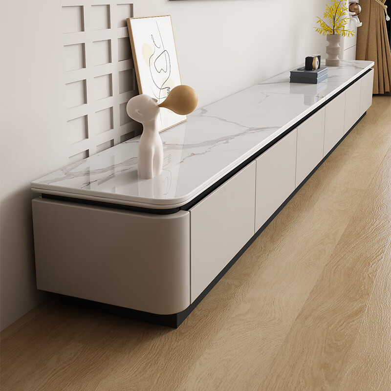 Termite solid wood TV cabinet living room light luxury and high-end 2025 new floor-standing all-in-one wall TV cabinet coffee table combination H style 2.2m TV cabinet