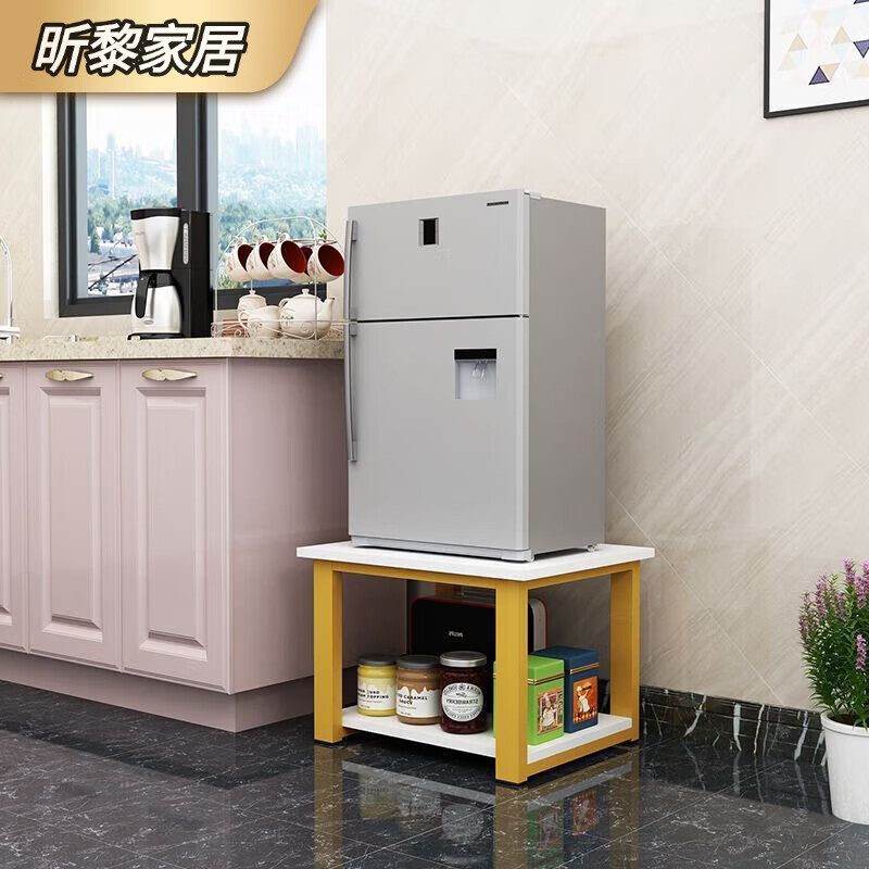 Washing machine raised base cabinet with drawer refrigerator shelf base padding double door machine heightening shelf small refrigerator heightening length 50 width 40 height 50 light walnut + white shelf