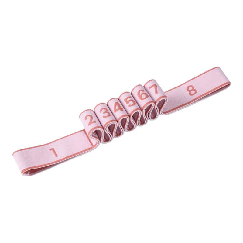 Middle-aged and elderly digital yoga stretching resistance band leg section resistance muscle-building elastic band women's fitness tension pink 8 grid preliminary training