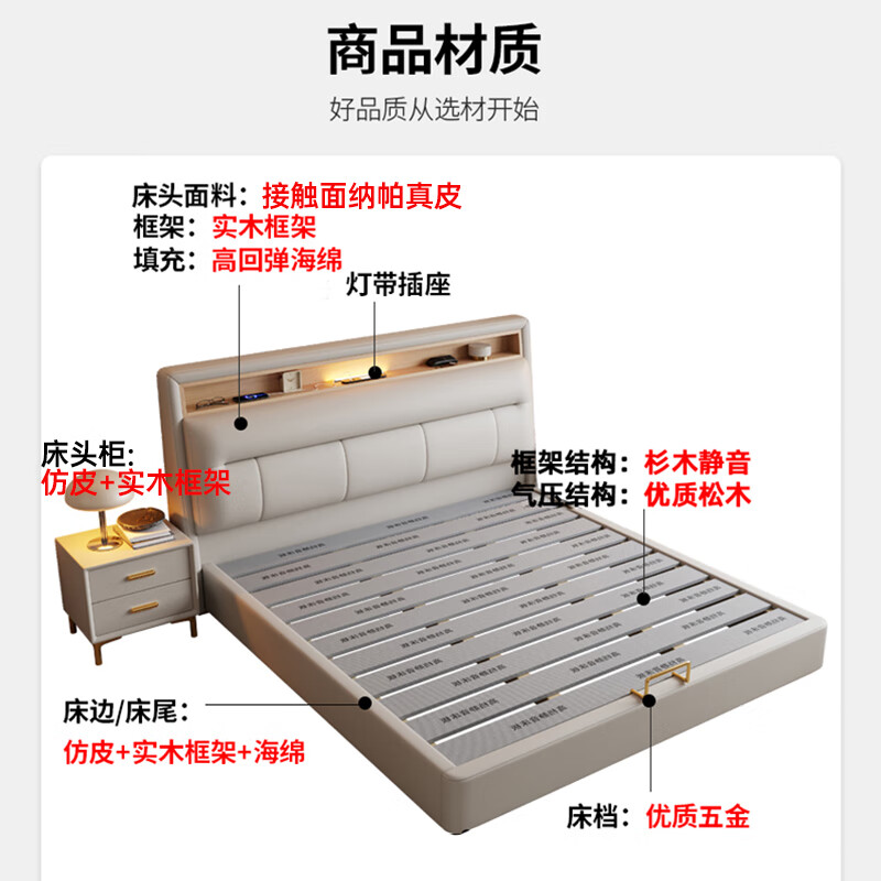 Xiangli Huating Cream Style Simple Double Bed 1.8m
