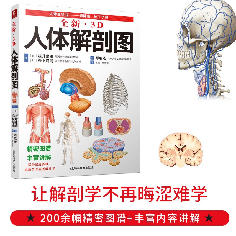 New 3D human anatomy diagram, human muscle anatomy, sports anatomy, section atlas, anatomy book textbook, professional basics of health anatomy and physiology, medical book anatomy atlas, more than 200 full-color precision atlas, human anatomy book