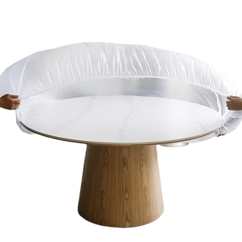 OIMG fresh-keeping cover disposable tie-in type with elastic tablecloth elastic mouth round table table cover waterproof and oil-proof thickening 20 pieces family dinner set tie-in type suitable for round tables with a diameter of 2 meters丨length and width within 3 meters