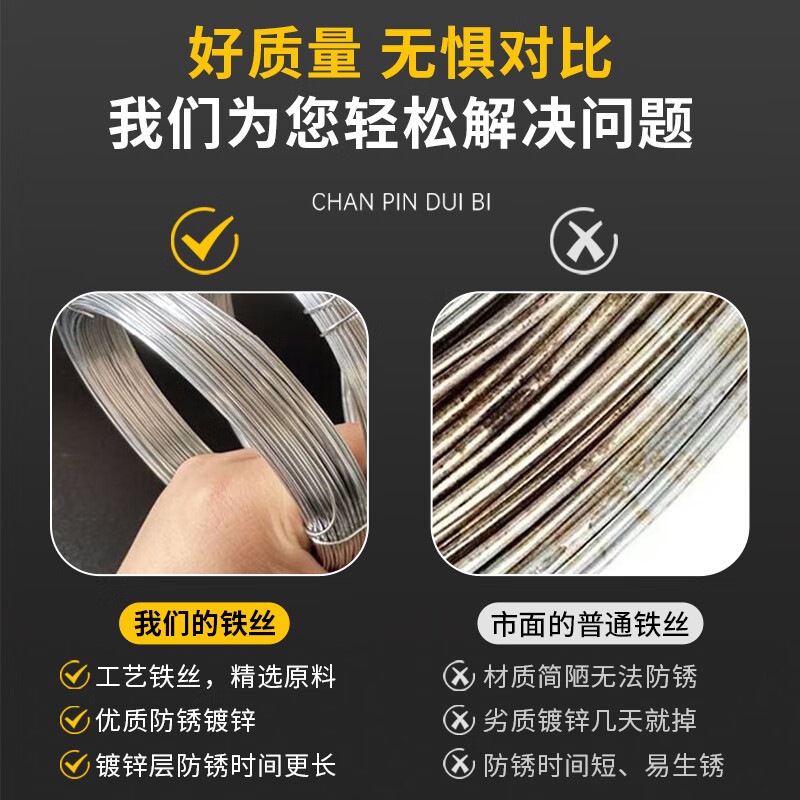 Mandelai No. 16 binding wire thick 1.6mm 5KG long about 317 meters galvanized wire thin soft handmade diy wire rust-proof electroplated lead strip cold drawn wire construction site binding fixed wire