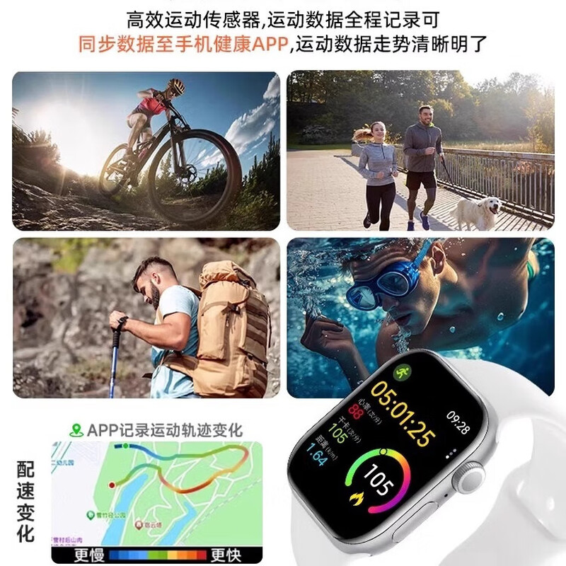 APPLE BIUE Apple Watch Series 11 Smart Watch GPS Model 42mm Rose Gold Aluminum Case Sports Strap White Moonlight 42mm Small Dial