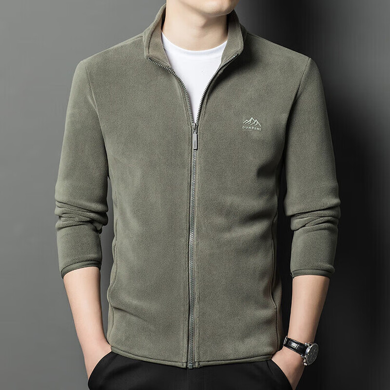 The same winter Austrian velvet stand collar jacket for men, casual sports warm sweatshirt, versatile for young and middle-aged people, green XL 180