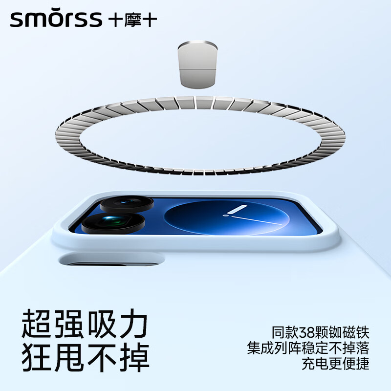 Smorss real silicone丨Built-in magnetic suction, suitable for Xiaomi 17pro mobile phone case xioami17pro protective case, skin-friendly solid silicone all-inclusive flocking soft shell for men and women, black