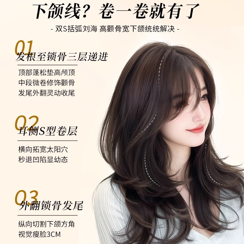Qiansiya wig for women with long hair, no need to wear a hair net, to replace the hair on the top of the head, fluffy and increase the hair volume, cover white hair, high skull curly wig, Korean style micro curly hair - French style 9*12 natural color 45cm