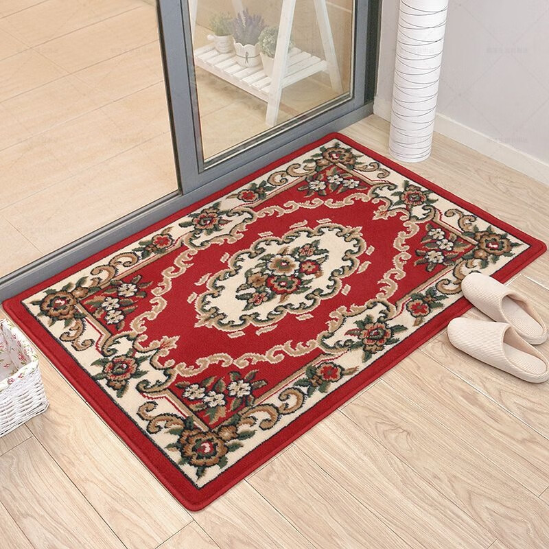 Jiaojing Hui Worshiping Felt Carpet Machine Woven Carpet Door Mat Entry Door Mat Living Room Foyer Dust Removal Foot Mat Thickened Red 60cm*90cm