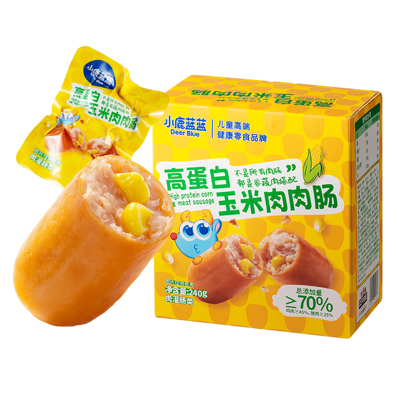 Fawn Blue High Protein Corn Meat Sausage Camping Travel Snacks Crispy Sausage Baby Children's Snacks Ready-to-eat 240g